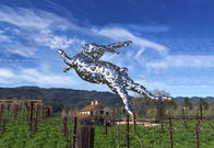 Contemporary Metal Animal Lawn Ornaments Stainless Steel Running Rabbit
