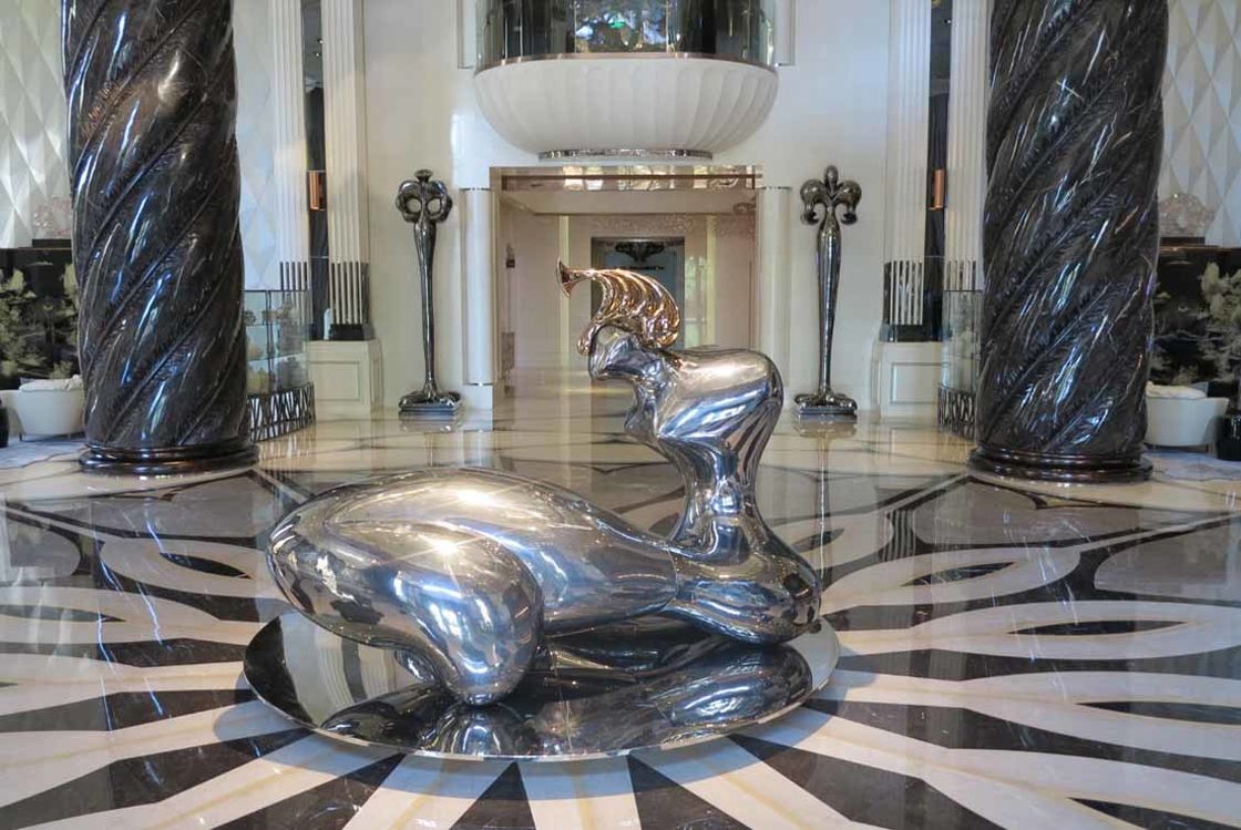 Large Size Stainless Steel Metal Sculpture For Indoor Hotel Public Decoration