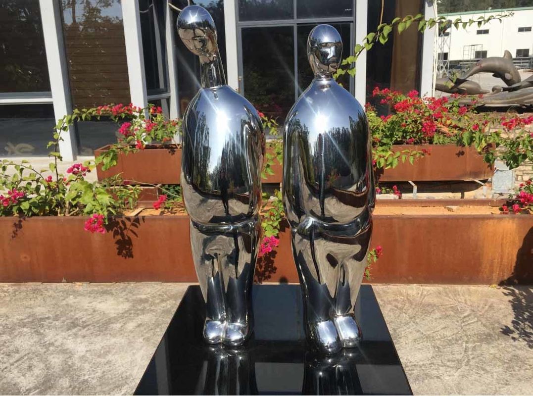 Abstract Figure Indoor Metal Sculptures Stainless Steel Custom Size For