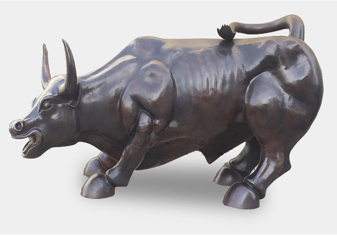Large Size Outdoor Metal Animal Sculptures Bronze Wall Street Bull Sculpture