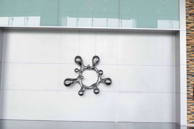 Indoor Mirror Stainless Steel Sculpture Abstract Spray Water Metal Art Decoration 0