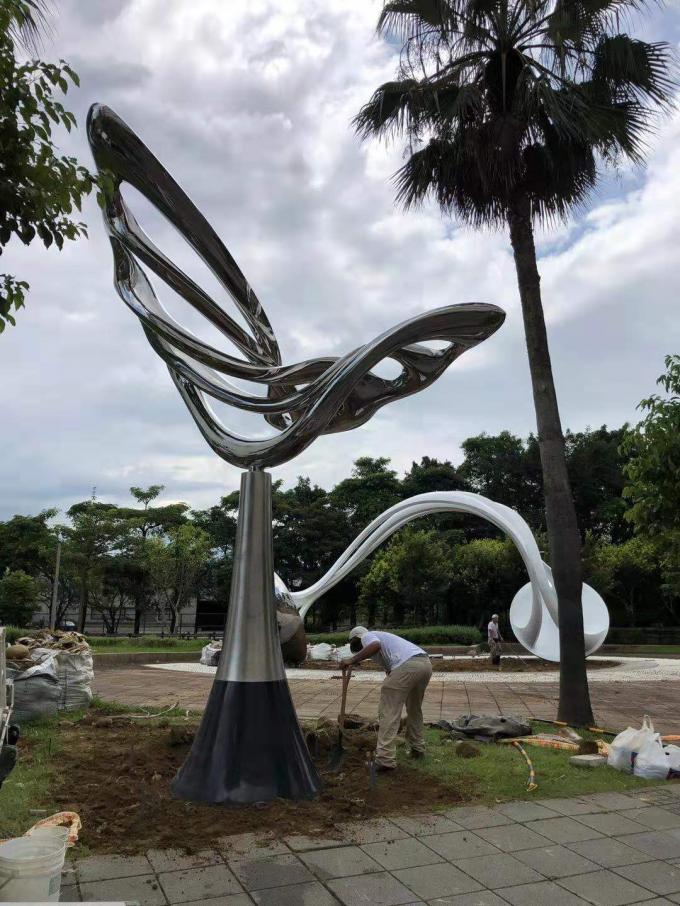 Modern Large Outdoor Sculpture , Mirror Polished Stainless Steel Art