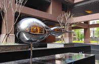 Polished Modern Abstract Sculpture Stainless Steel Water Cloud For Plaza Decoration