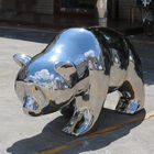 Modern Outdoor Panda Metal Animal Sculptures Stainless Steel Garden Ornaments