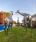 5.5 Meter Mirror Polished Metal Giraffe Garden Statue