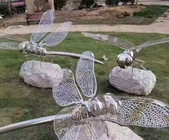 Modern Art Outdoor Animal Statues Stainless Steel Dragonfly For Garden