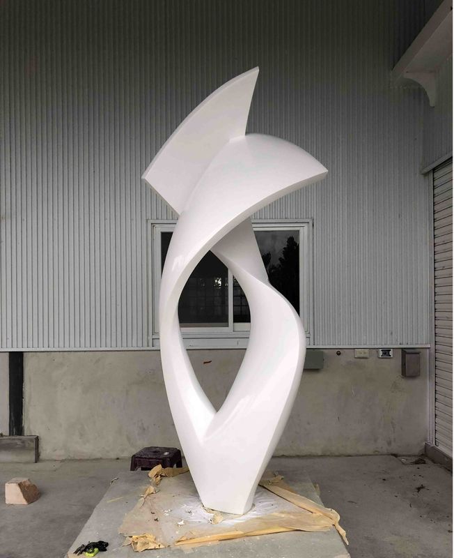 Modern Outdoor Metal Lawn Sculptures Stainless Steel White Painted Finish