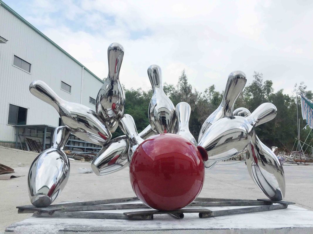 Modern Large Metal Garden Ornaments Bowling Bowl Shape Stainless Steel
