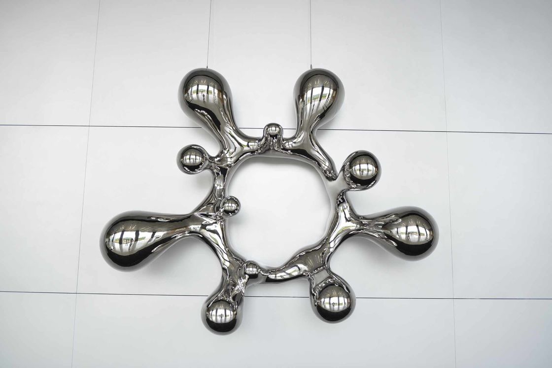 Indoor Mirror Stainless Steel Sculpture Abstract Spray Water Metal Art Decoration
