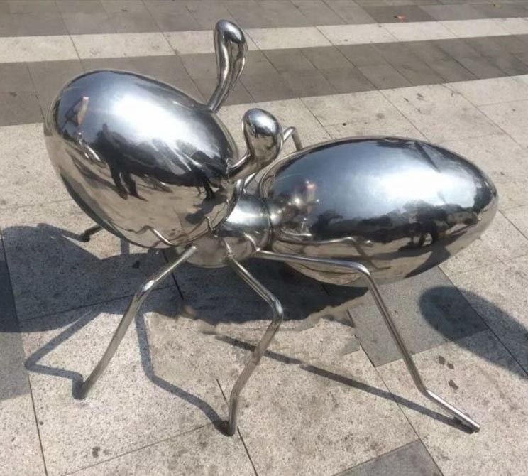 Polished Metal Animal Sculptures Ant Sculpture Stainless Steel For