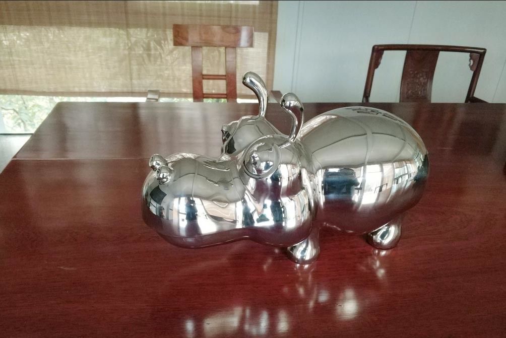 Stainless Steel Metal Art Sculptures Animals Hippopotamus 0.4 Meter Length