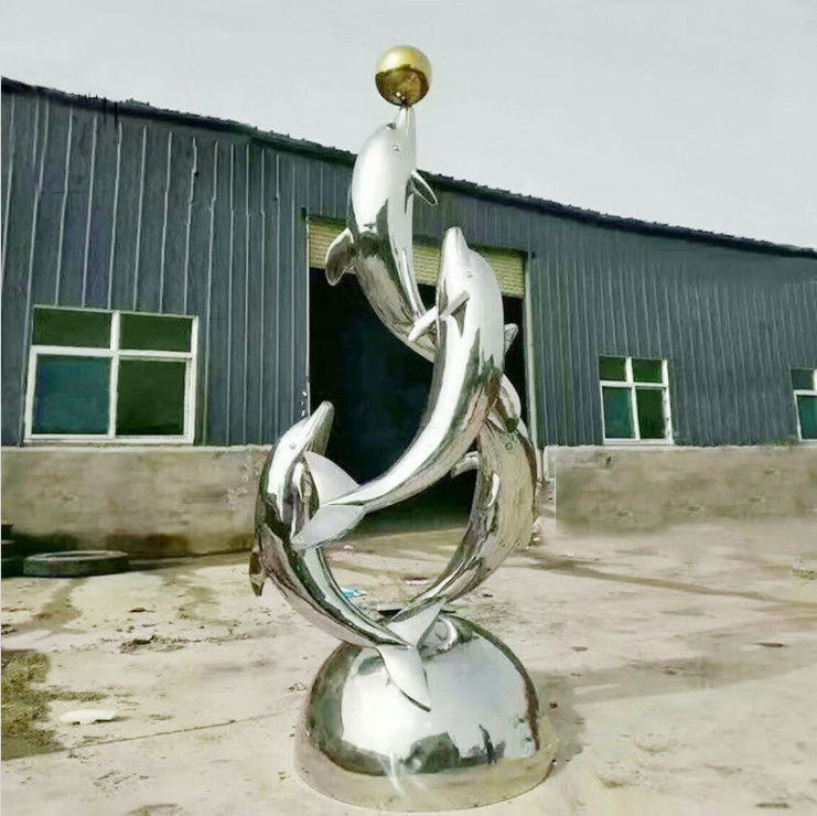 Decoration Polished Metal Dolphin Sculpture Garden Statues And Ornaments