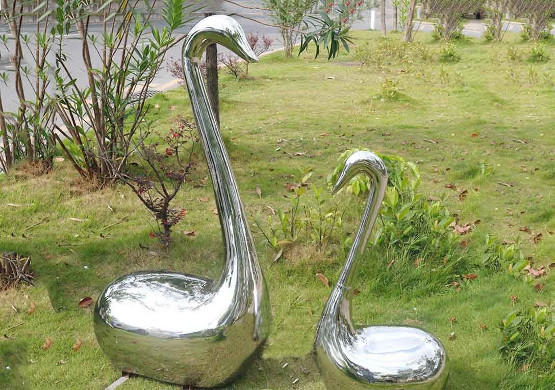 Handmade Swan Stainless Steel Animal Garden Ornaments With Surface Polished