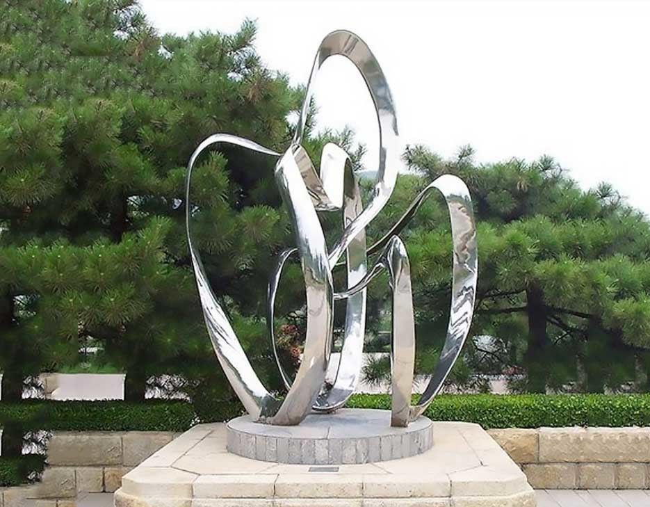 Custom Contemporary Garden Ornaments Statues Polished Metal Outdoor Abstract Sculptures