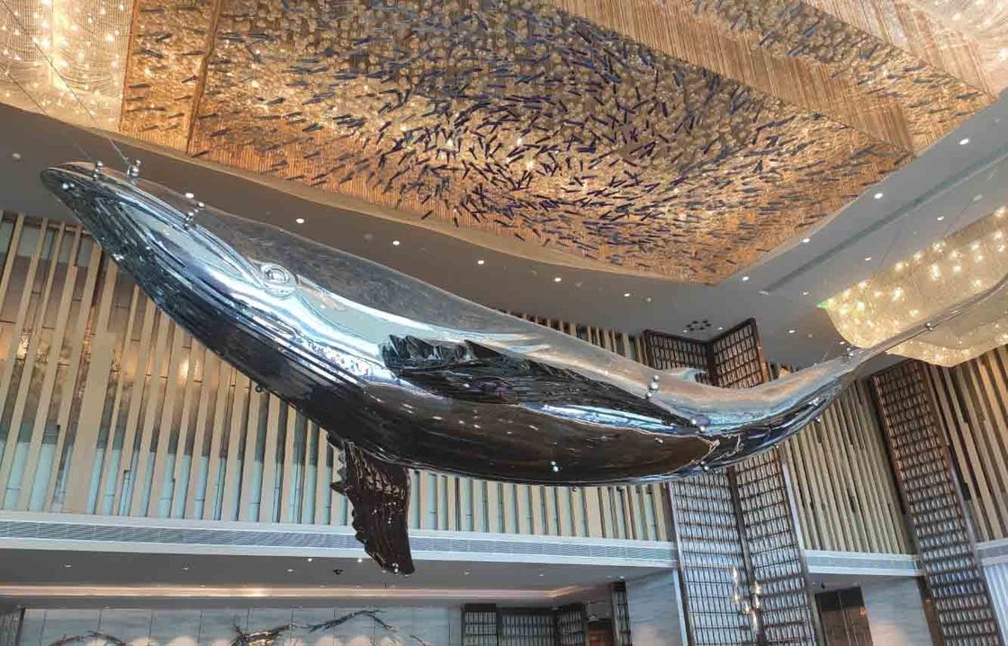 Contemporary Life Size Stainless Steel Whale Sculpture For Hotel