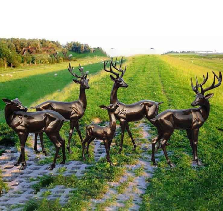 ODM Mirror Polished Bronze Outdoor Garden Deer Statues