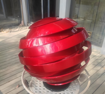 Modern Painted Stainless Steel Abstract Sculpture Red Baking Varnished