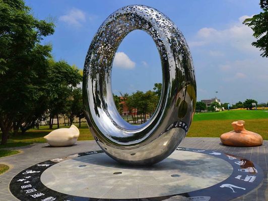 quality 316L Stainless Steel Outdoor Metal Sculpture with Mirror Finish Surface and Abstract Design factory