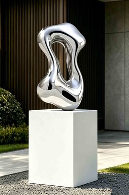 Polished Mirror 316L Stainless Steel Abstract Sculpture Customizable for Modern Interior Decoration