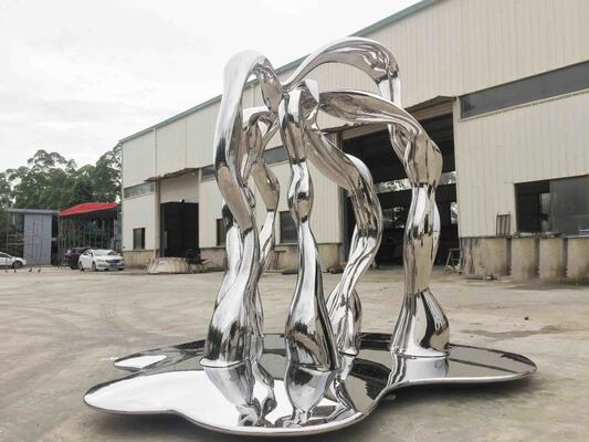 2.5m Height Custom Mirror Finish Stainless Steel Abstract Metal Sculpture for Garden Decoration