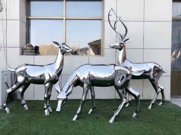 Mirror Polished Ss Metal Animal Sculptures For Garden Ornaments