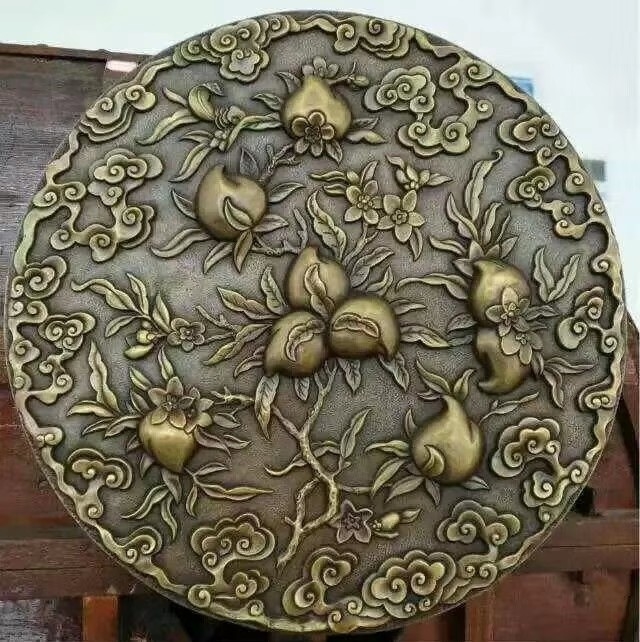 Casting Bronze Relief Sculpture Classic Style 1.8m Diameter Decorative Peaches 0