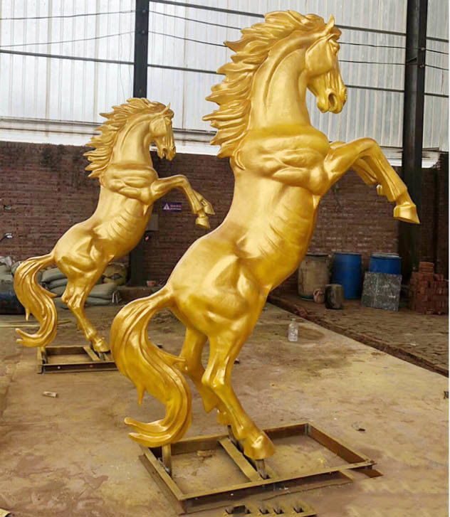 Custom Large Outdoor Brass Horse Statue 3 Meter Height Plaza Decoration 0